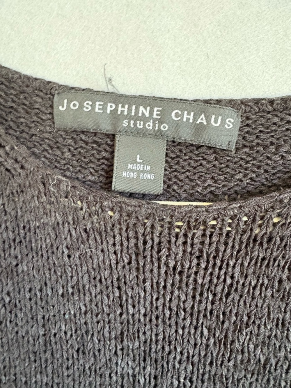 Josephine Chaus vintage Black Crewneck Woven Sleeveless Sweater sz L